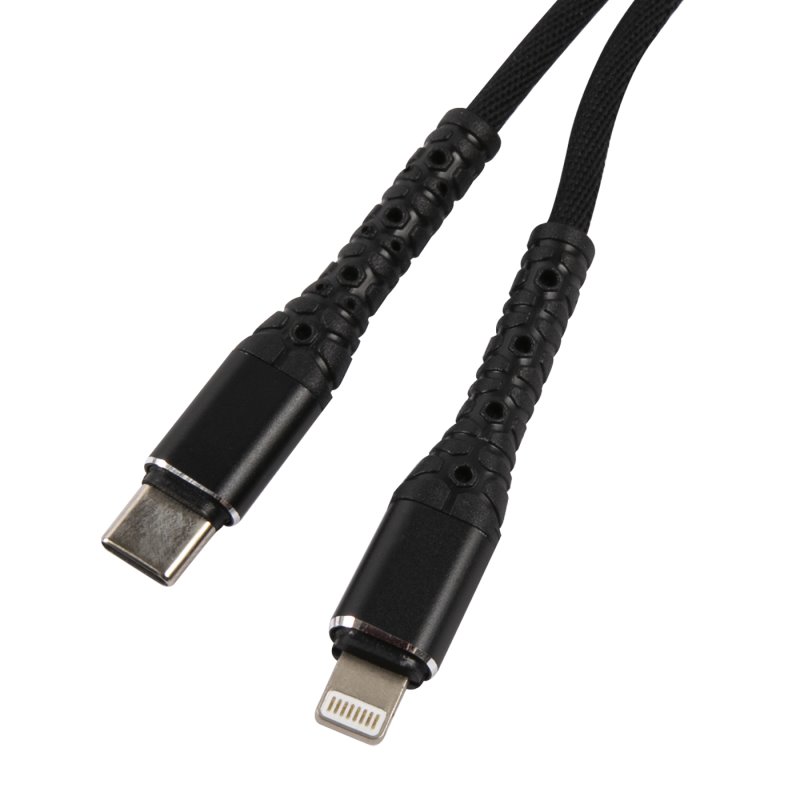 УЗУ блок-сеть_выход USB Type-C 3000 mA + usb кабель Lightning_тканевая оплетка_Red Line_PD1-3A_PD 20