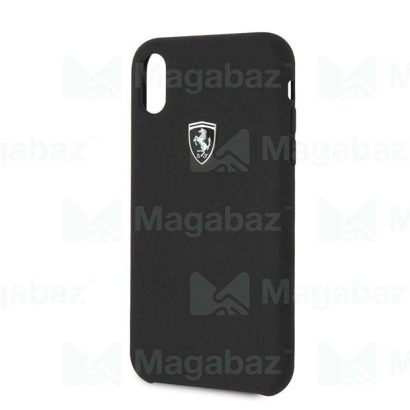 Накладка для_Apple-- iPhone Xr_1.020_CG - mobile_Ferrari_TPU_Silicone rubber Silver logo Hard_черный
