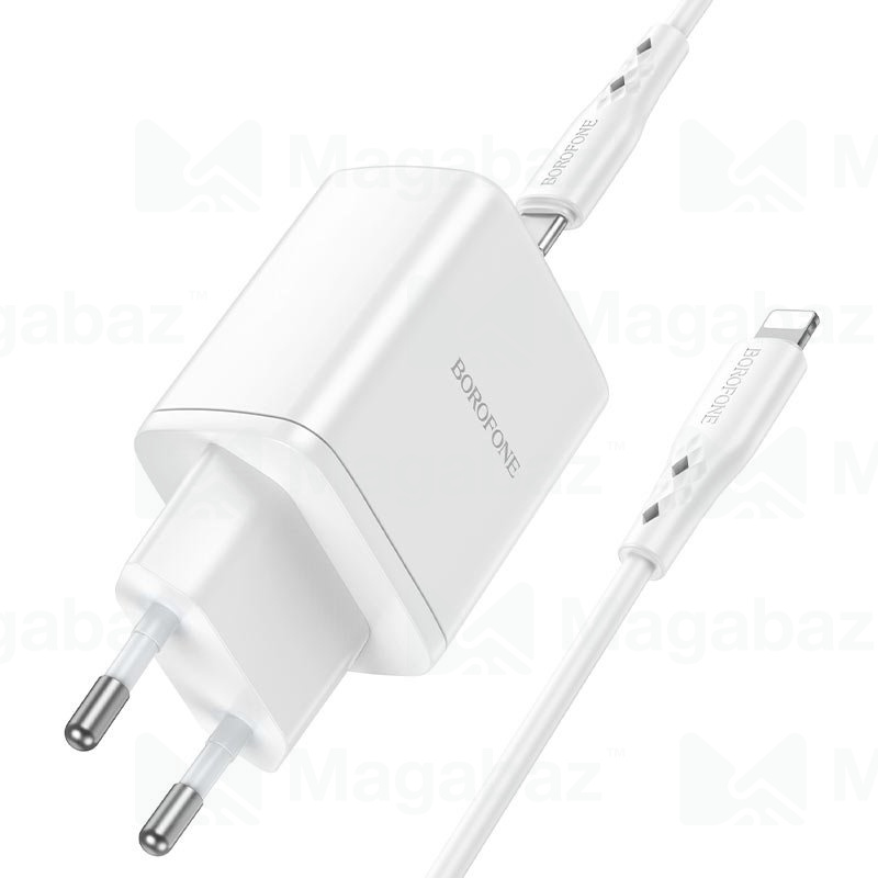 УЗУ блок-сеть_выходы USB Type-C 3000 mA/USB Type-C 3000 mA_+ usb кабель Type-C на Lightning_Borofone