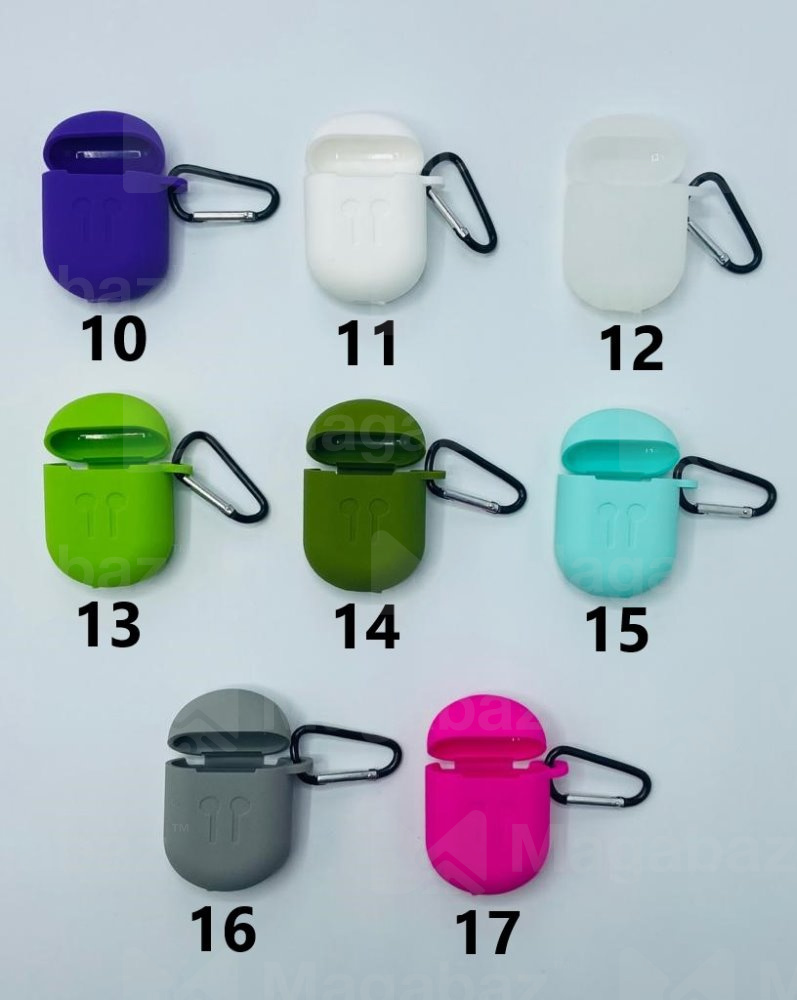Чехол для наушников_Apple-- AirPods * AirPods 2_No Name_TPU_Вид №4_с карабином_белый-светло_12