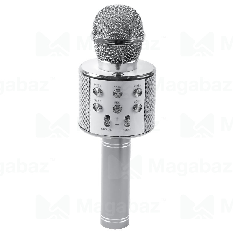 Микрофон + портативная колонка Bluetooth_Red Line_серебристый