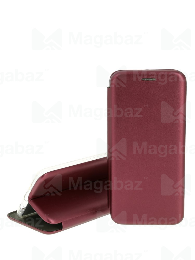 Чехол-книжка для_Samsung-- S22_1.345_Fashion Case_на магнитах_с визитницей_красный-темно_тех.пак.