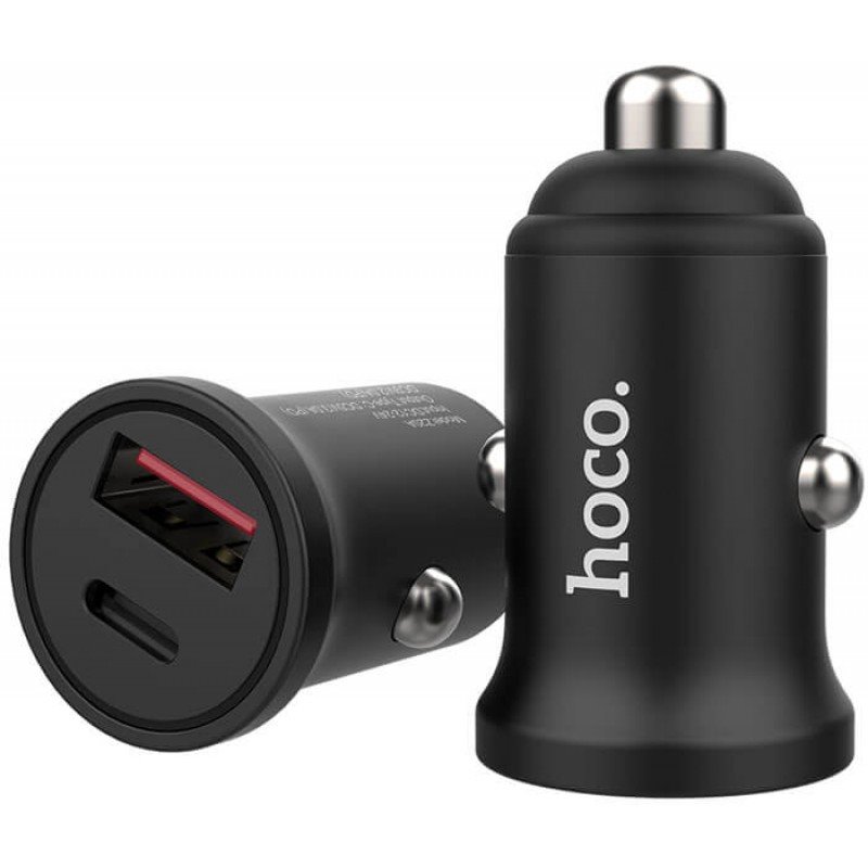 УЗУ_Блок авто_выходы USB Type C 3000 mA/USB 3000 mA_HOCO_Z20A_черный