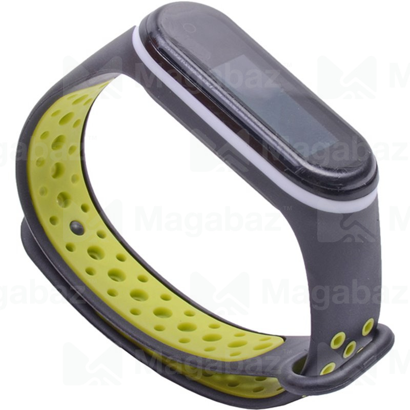 Ремешок на руку для_Xiaomi-- Mi Band 4 * Mi Band 3_No Name_TPU_Вид №3_черный-желто_8_тех.пак.