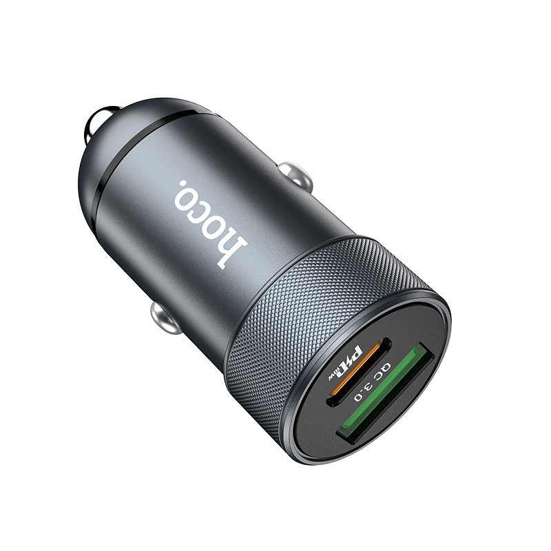 УЗУ_Блок авто_выходы USB Type C 2000 mA/USB 3000 mA_HOCO_Z32B_серый