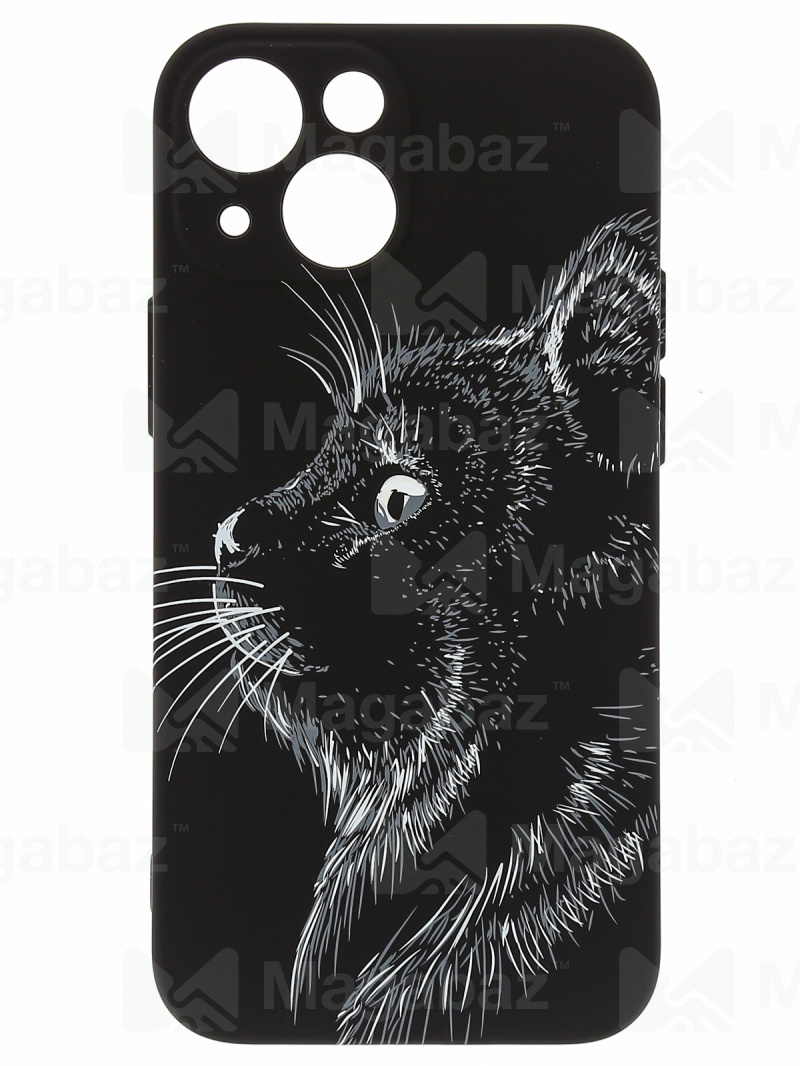 Накладка для_Apple-- iPhone 13 mini_1.095-1_Helsen_с защитой КАМЕРЫ_животные_J71_кошка