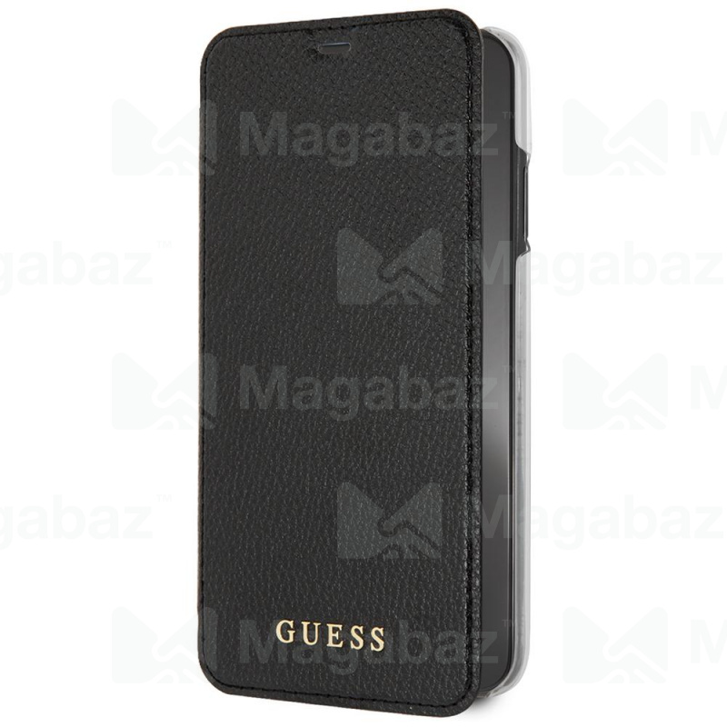 Чехол-книжка для_Apple-- iPhone Xs Max_1.305_Guess_TPU_с визитницей_Iridescent Booktype_черный