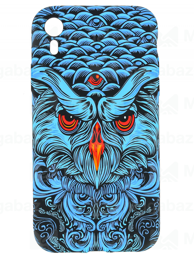 Накладка для_Apple-- iPhone Xr_1.095-1_Helsen_с защитой КАМЕРЫ_животные_J69_филин