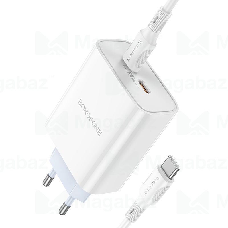 УЗУ блок-сеть_выходы USB Type-C 2100 mA/USB Type-C 2100 mA_+ usb кабель Type-C на Type-C_Borofone_BA
