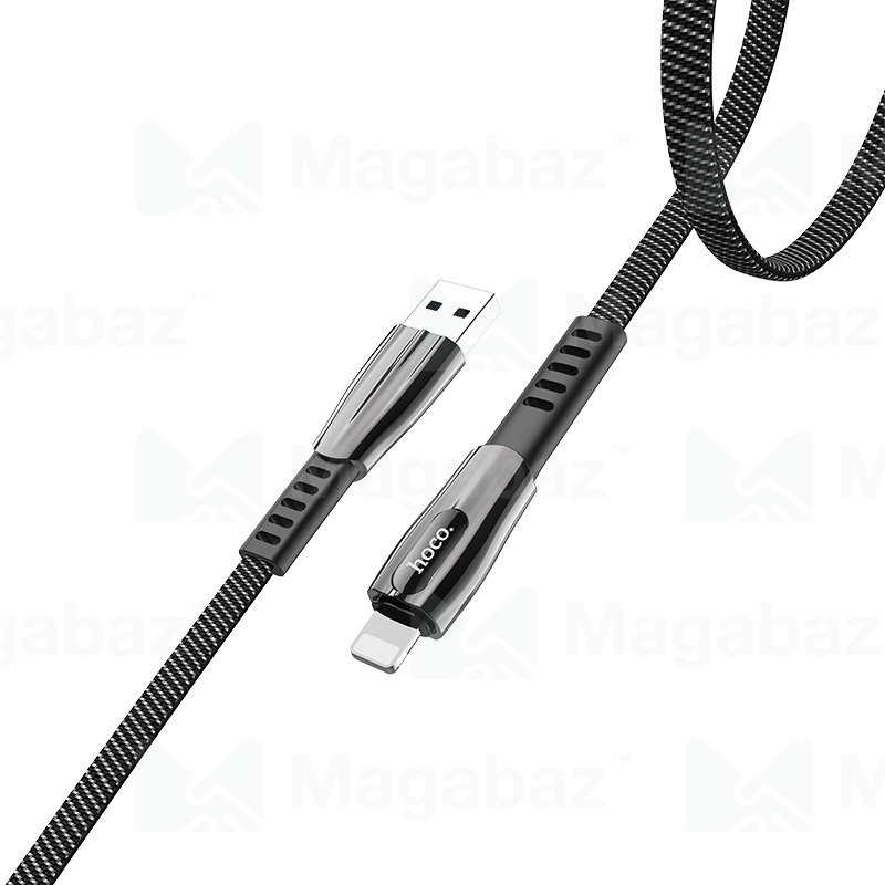 USB-кабель_Apple-- Lightning_HOCO_U70_нейлоновая оплетка_черный_1,2м