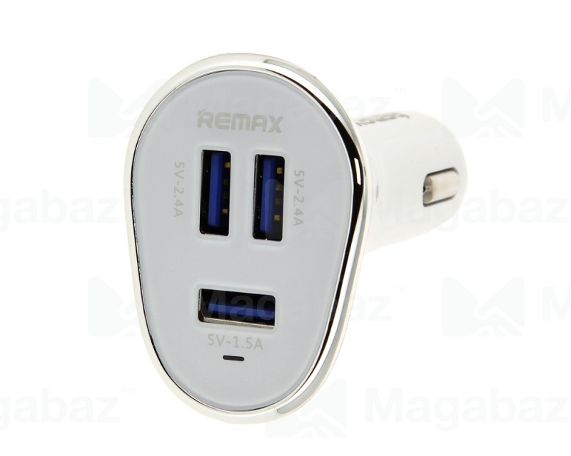 УЗУ_Блок авто_выходы USB 1500 mA/USB 2400 mA/USB 2400 mA_Remax_5-040_белый
