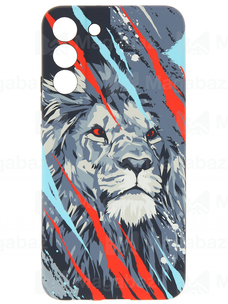 Накладка для_Samsung-- S22 Plus_1.095-1_Helsen_с защитой КАМЕРЫ_животные_J201_лев