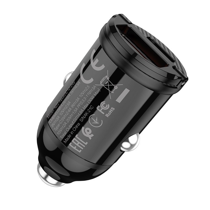 УЗУ_Блок авто_выходы USB Type C 3000 mA/USB 3000 mA_HOCO_NZ2_черный