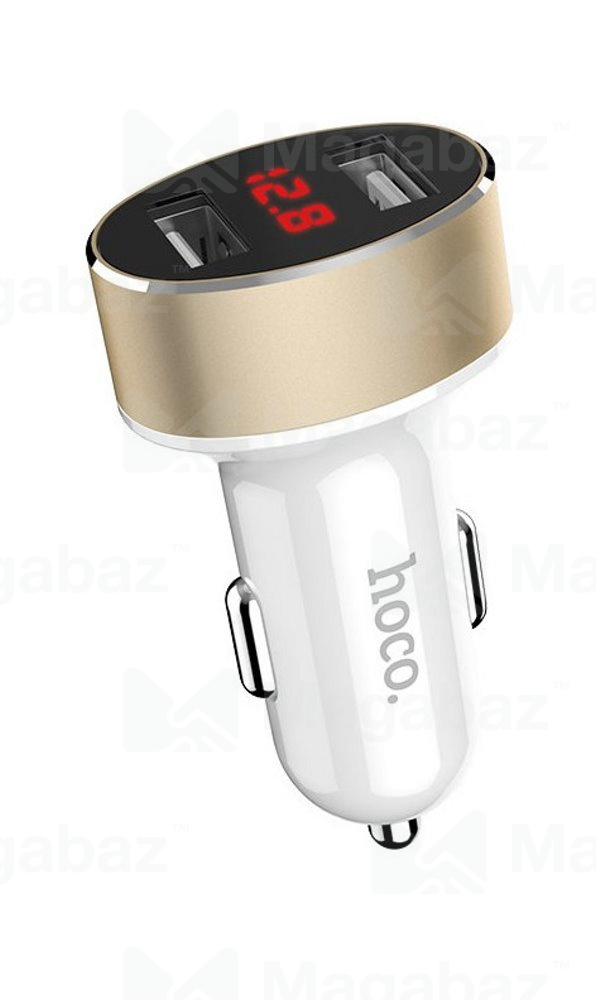 УЗУ_Блок авто_выходы USB 2100 mA/USB 2100 mA_цифровой диплей_HOCO_Z26_белый