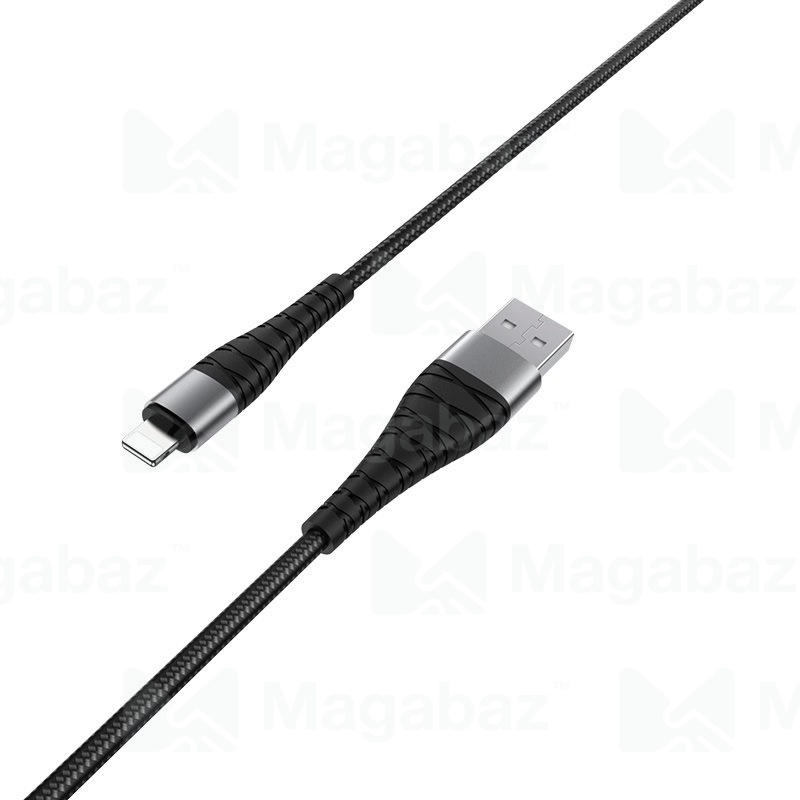 USB-кабель_Apple-- Lightning_Borofone_BX32_нейлоновая оплетка_алюминиевый сплав_черный_0,25м