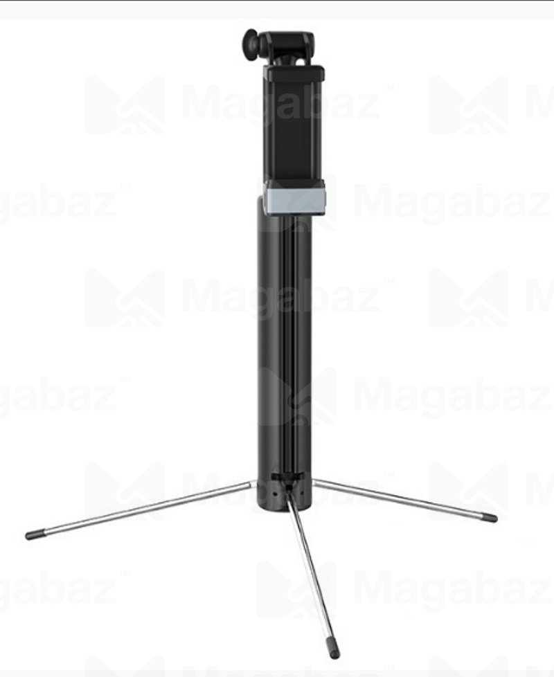 Монопод для селфи + штатив_HOCO_K10A_Bluetooth_алюминий_чёрный_до 6.5"