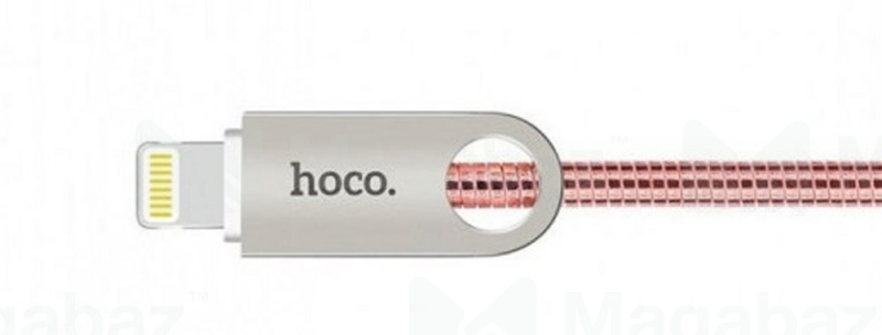 USB-кабель_Apple-- Lightning_HOCO_U8_металический переплет_розовый_1м