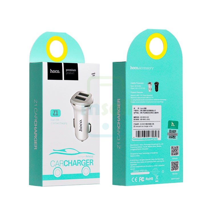 УЗУ_Блок авто_выходы USB 2100 mA/USB 2100 mA_HOCO_Z1_черный