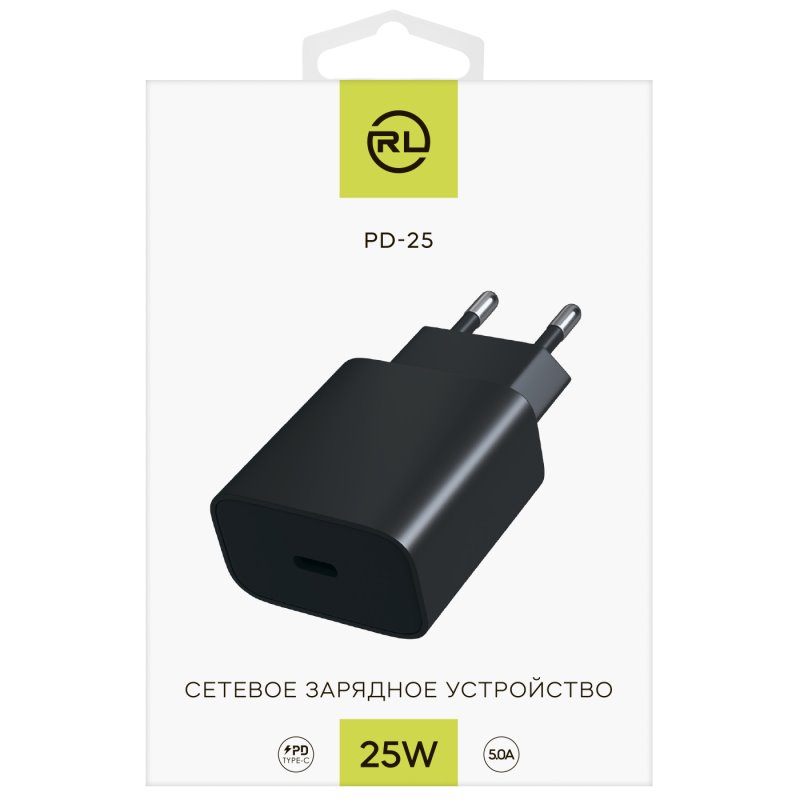 УЗУ блок-сеть_выходы USB Type-C 3000 mA_Red Line_PD-25_черный