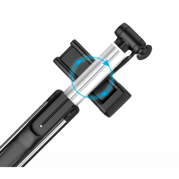 Монопод для селфи + штатив_HOCO_K10B_Bluetooth_алюминий_чёрный_до 6.5"