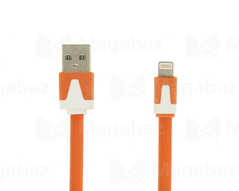 USB-кабель_Apple-- Lightning_Red Line_плоский_оранжевый_1м