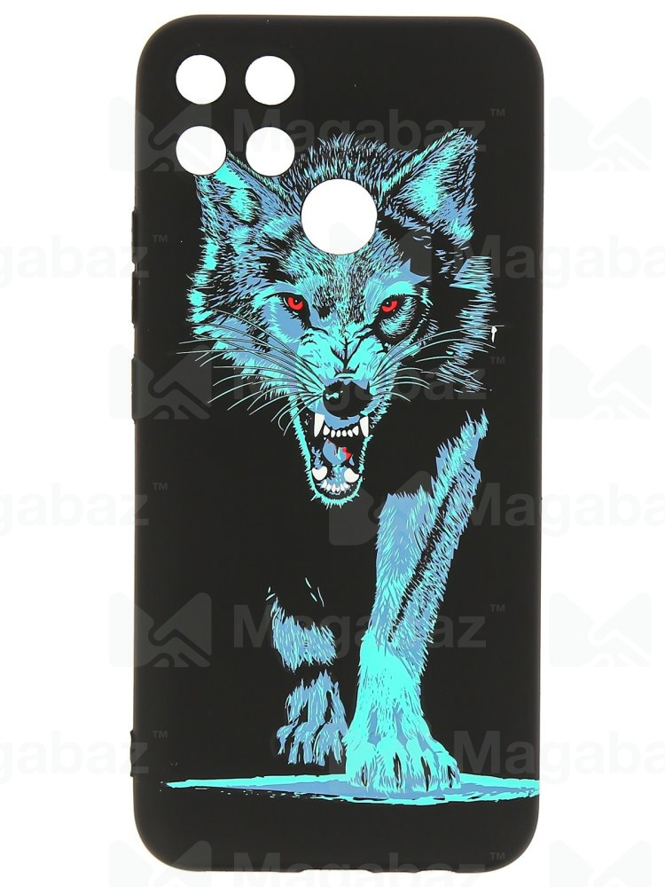 Накладка для_Realme-- C25 * C25S * Narzo 30A_1.095-1_Helsen_с защитой КАМЕРЫ_животные_J74_волк бирюз
