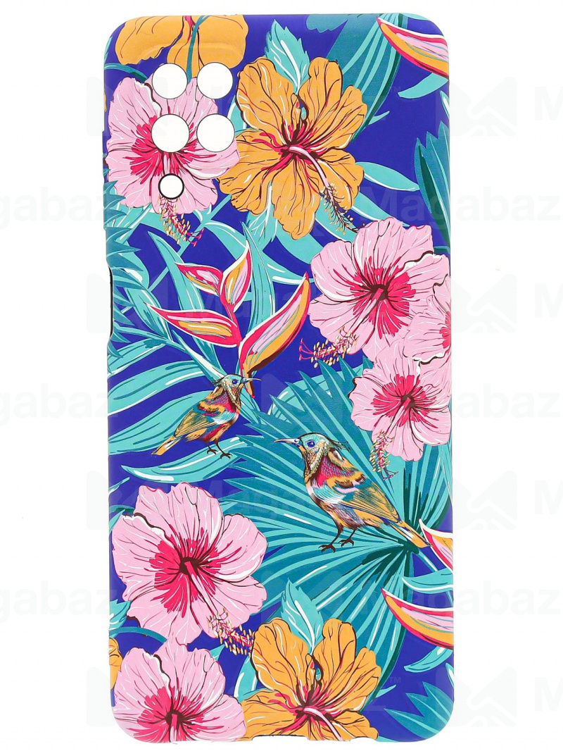Накладка для_Samsung-- A12 * A12 Nacho * M12_1.095-1_Helsen_с защитой КАМЕРЫ_цветы - птицы_H10