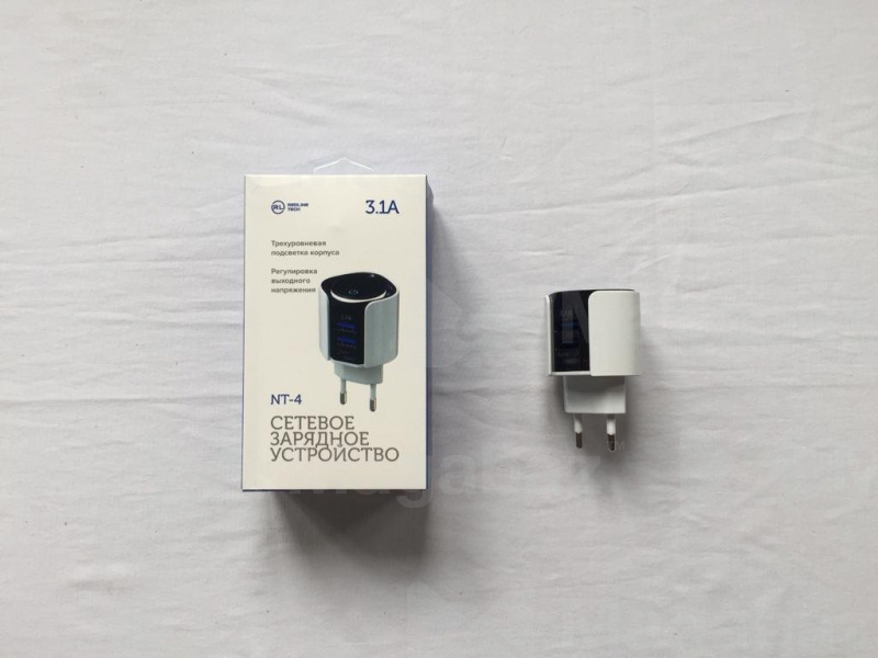 УЗУ блок-сеть_выходы USB 3100 mA/USB 3100 mA_Red Line_NT-4_белый