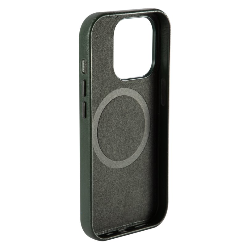 Накладка для_Apple-- iPhone 14 PRO Max_1.005_Red Line_MagSafe_кожаная_зеленый