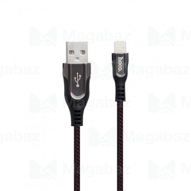USB-кабель_Apple-- Lightning_HOCO_U54_в переплете_с индикатором_черный_1,2м