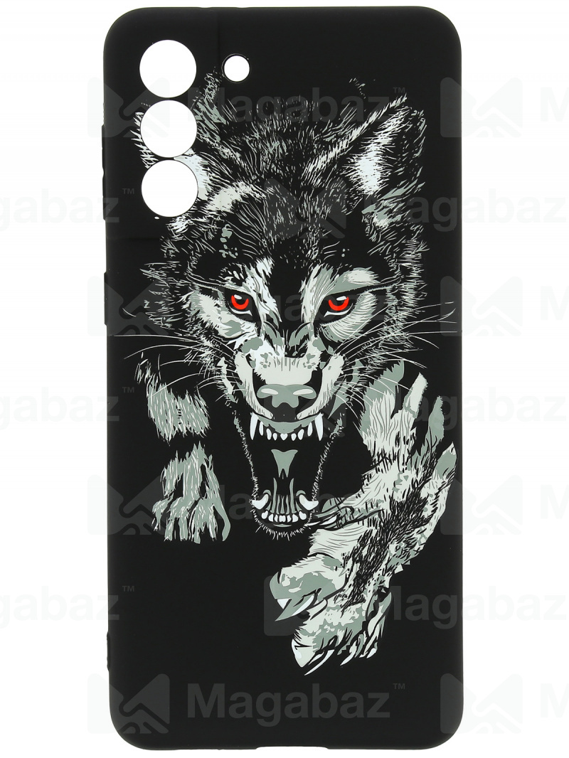 Накладка для_Samsung-- S21 Plus_1.095-1_Helsen_с защитой КАМЕРЫ_животные_J72_волк нападает 