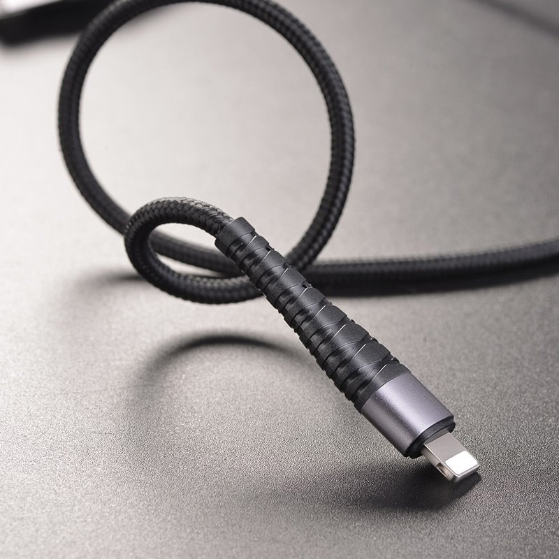 USB-кабель_Apple-- Lightning_Borofone_BX32_нейлоновая оплетка_алюминиевый сплав_черный_0,25м