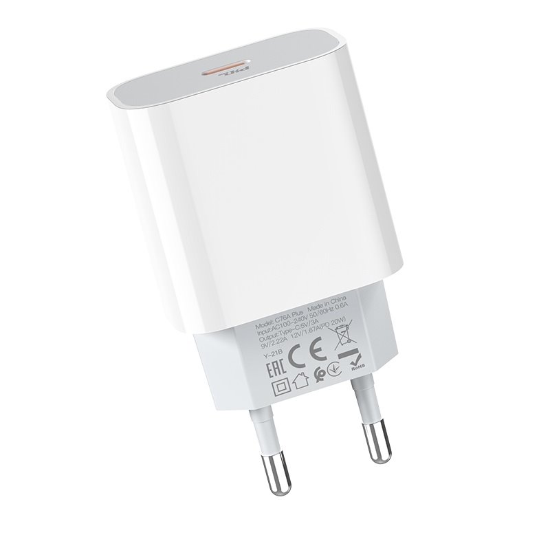 УЗУ блок-сеть_выход USB Type-C 3000 mA_HOCO_C76A Plus_PD20W_белый