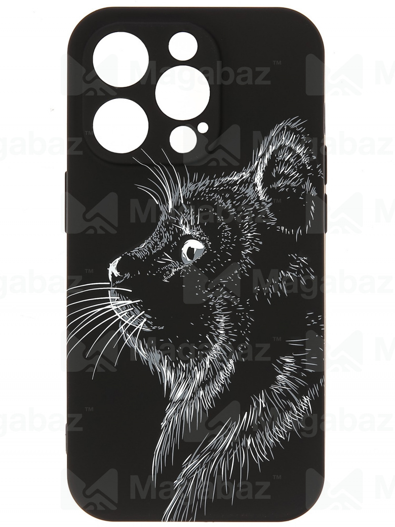 Накладка для_Apple-- iPhone 14 PRO_1.095-1_Helsen_с защитой КАМЕРЫ_животные_J71_кошка