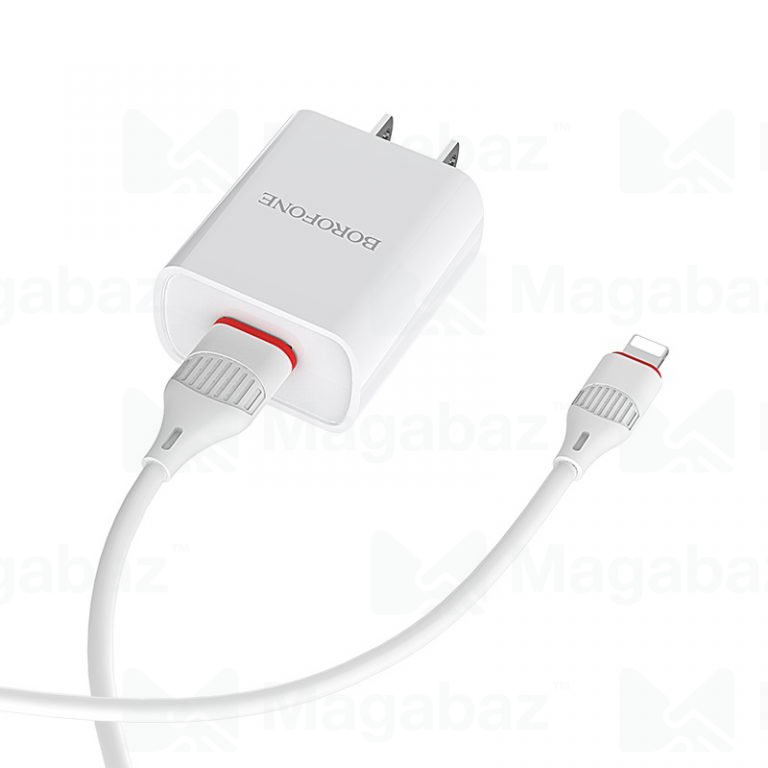 УЗУ блок-сеть_выход USB 2100 mA_+ usb кабель Lightning_Borofone_BA20A_белый