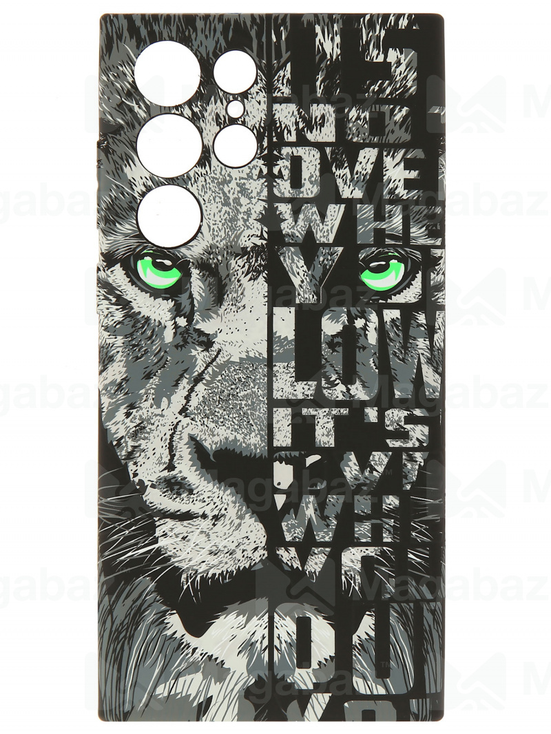 Накладка для_Samsung-- S22 Ultra_1.095-1_Helsen_с защитой КАМЕРЫ_животные_J202_лев орнамент