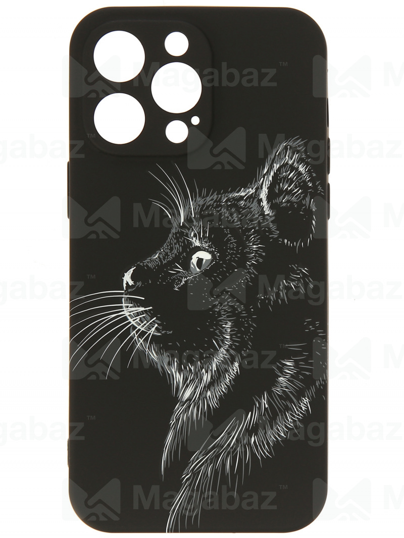Накладка для_Apple-- iPhone 14 PRO Max_1.095-1_Helsen_с защитой КАМЕРЫ_животные_J71_кошка