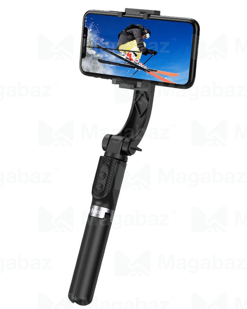 Монопод для селфи + штатив_HOCO_K14_Bluetooth_алюминий_чёрный_до 6.5"