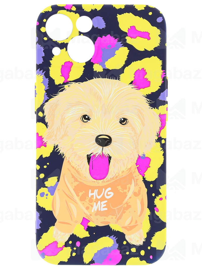 Накладка для_Apple-- iPhone 13_1.095-1_Helsen_с защитой КАМЕРЫ_мультяшки_J79_пёсик HUG ME