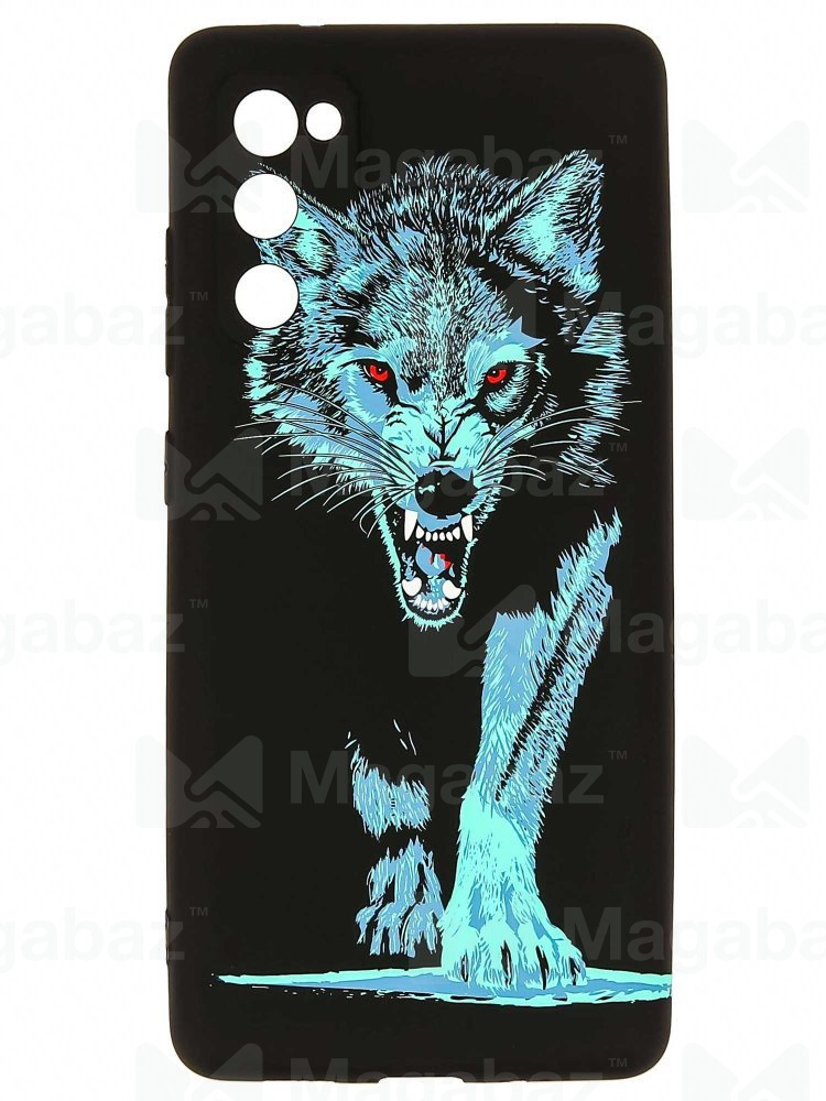 Накладка для_Samsung-- S20 FE_1.095-1_Helsen_с защитой КАМЕРЫ_животные_J74_волк бирюза