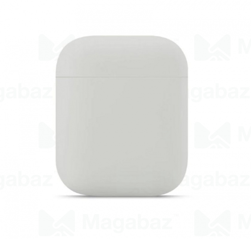 Чехол для наушников_Apple-- AirPods * AirPods 2_Silicone Case_TPU_серый-светло_3