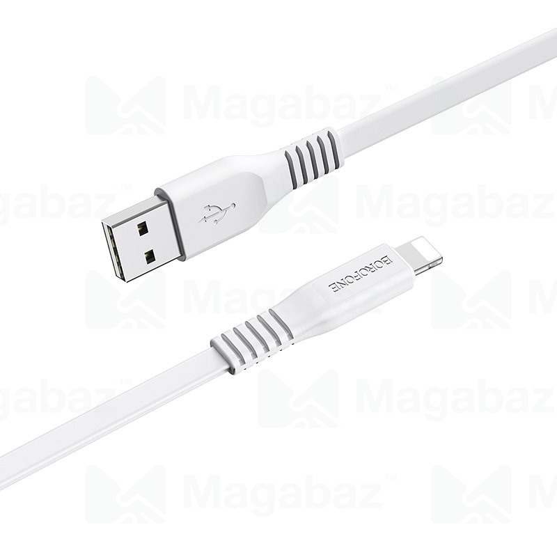 USB-кабель_Apple-- Lightning_Borofone_BX23_TPU_плоский_белый_1м