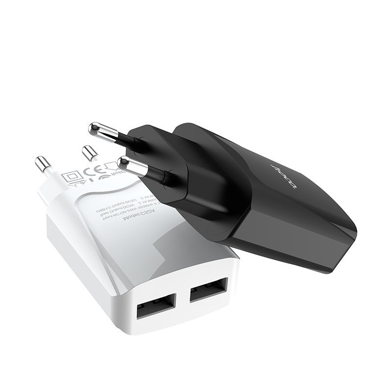 УЗУ блок-сеть_выходы USB 2100 mA/USB 2100 mA_HOCO_C52A_белый