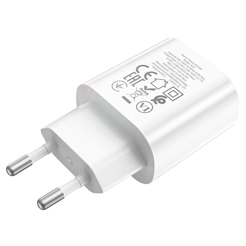 УЗУ блок-сеть_выход USB Type-C 3000 mA_HOCO_N22_PD25W_PD3.0_белый_QC3.0