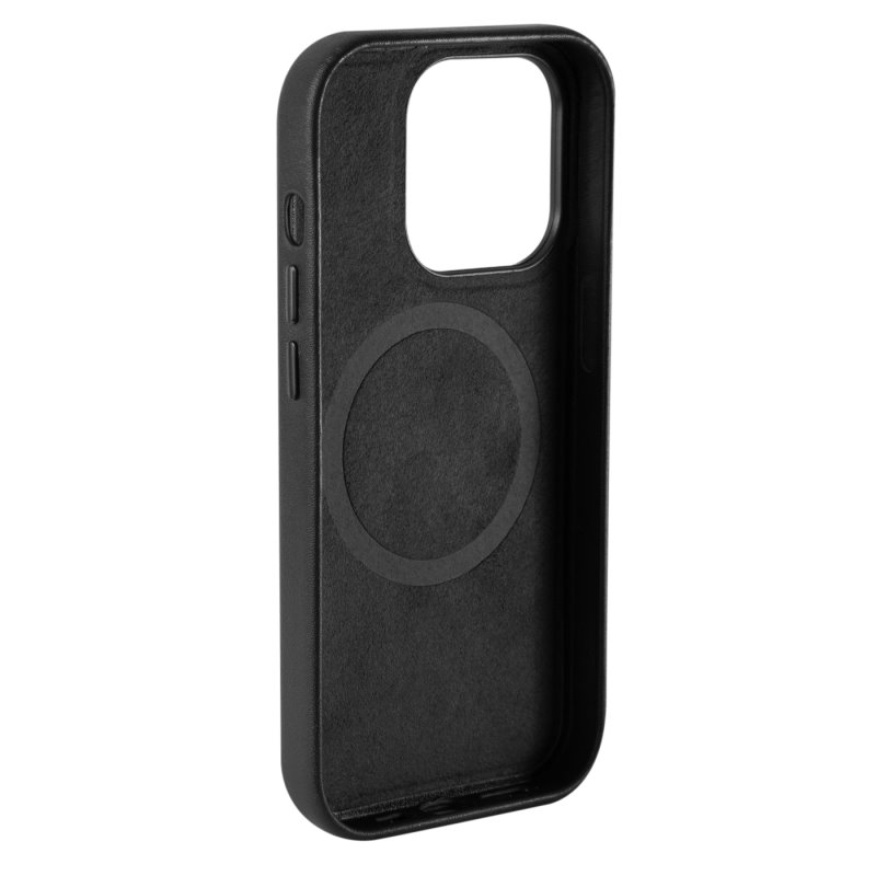 Накладка для_Apple-- iPhone 14 PRO_1.005_Red Line_MagSafe_кожаная_черная