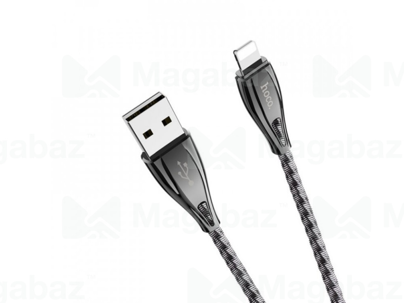 USB-кабель_Apple-- Lightning_HOCO_U56_в металическом переплете_серый_1,2м