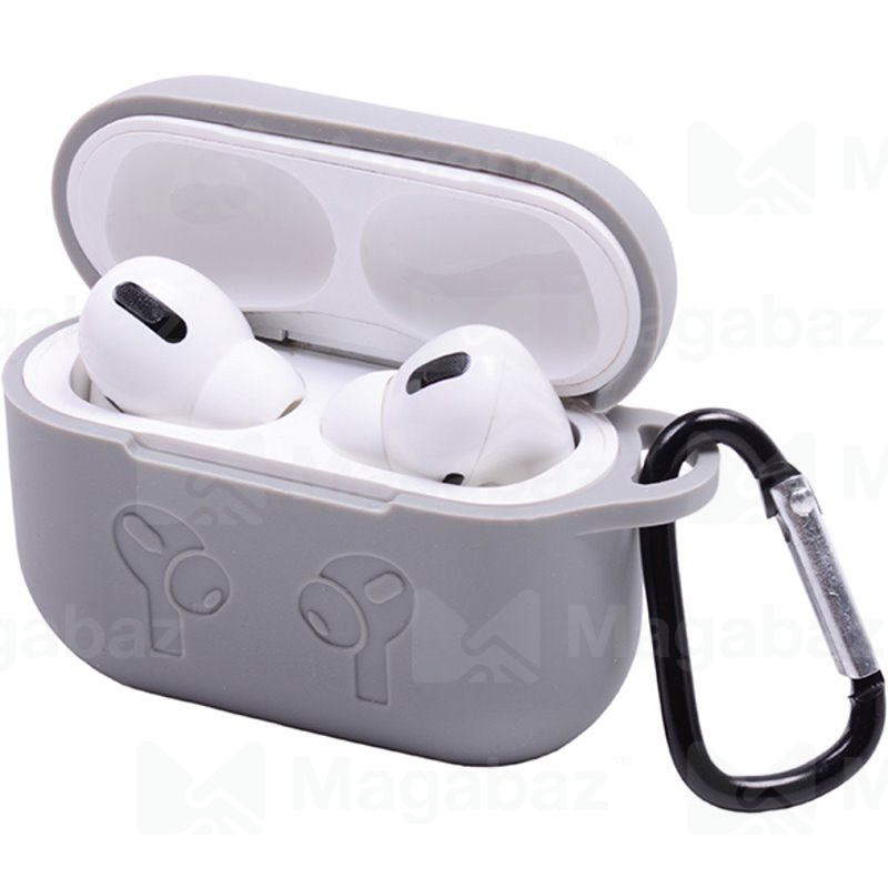 Чехол для наушников_Apple-- AirPods PRO_No Name_TPU_Вид №7_с карабином_серый-светло_16