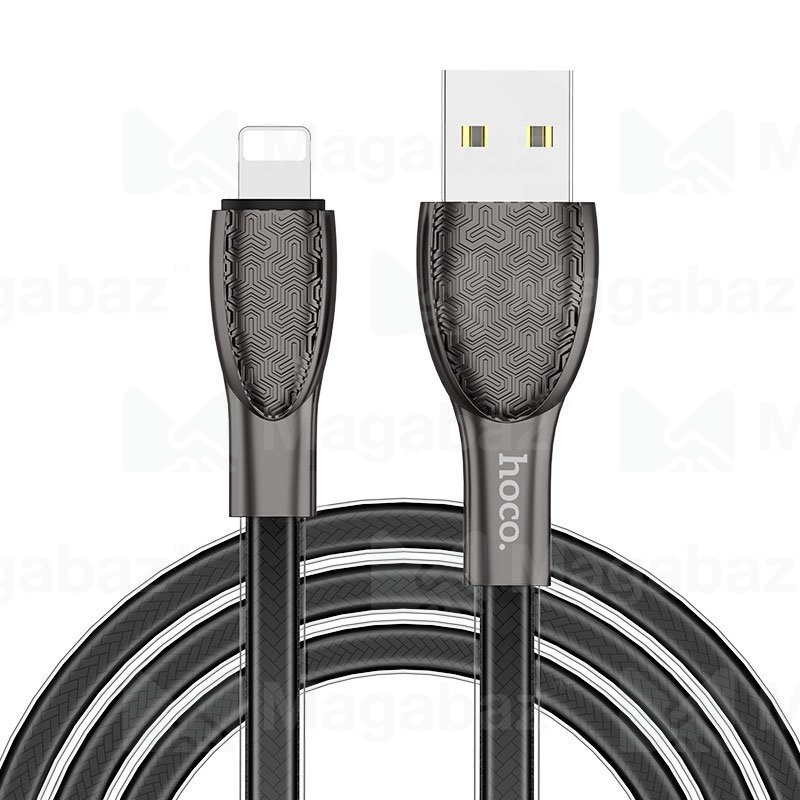 USB-кабель_Apple-- Lightning_HOCO_U52_силиконовый_плоский_черный_1,2м