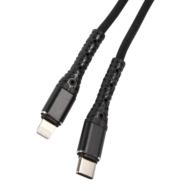 УЗУ блок-сеть_выход USB Type-C 3000 mA + usb кабель Lightning_тканевая оплетка_Red Line_PD1-3A_PD 18