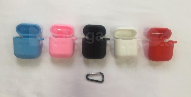 Чехол для наушников_Apple-- AirPods * AirPods 2_No Name_TPU_Вид №1_с карабином_голубой_9_тех.пак.